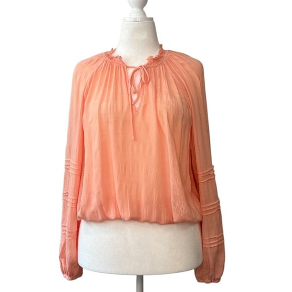 Sanctuary Tops - SANCTUARY | Pre-Loved Coral Boho Cinch Waist Blouson Top – Size Medium